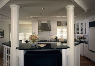 classic columns and soffit in connecticut kosher kitchen