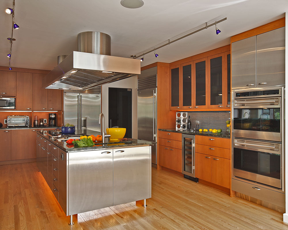 sleek and stainless kitchen by designs for living vt