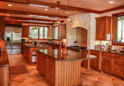 two islands in farmhouse kitchen