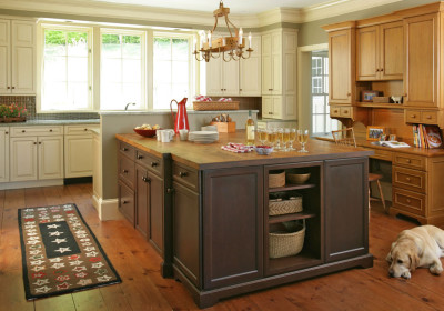 center kitchen island with butcher block top