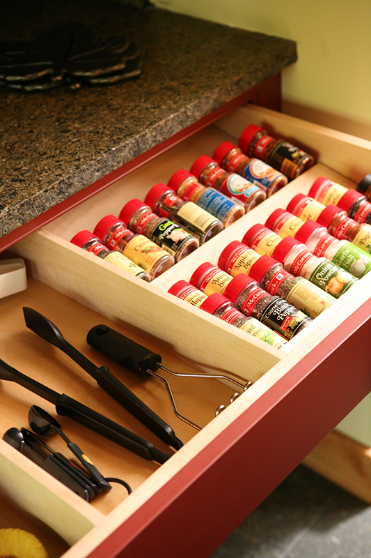 custom pull out spice drawer
