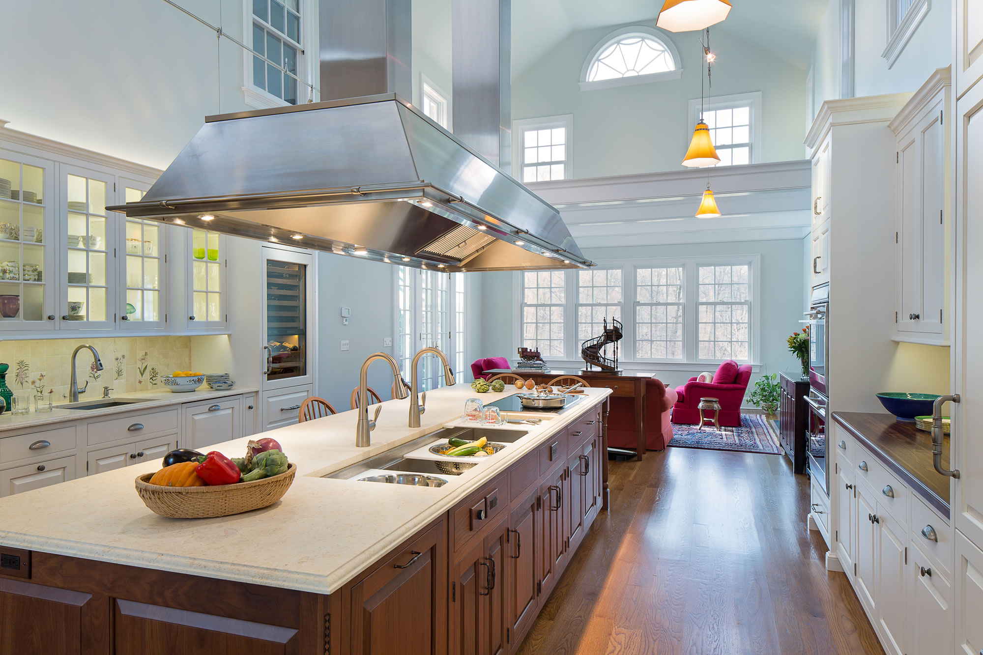 Home Design & Roomscapes in Vermont | Designs for Living  Lofty Connecticut Kitchen Remodel embraces natural light, works for family