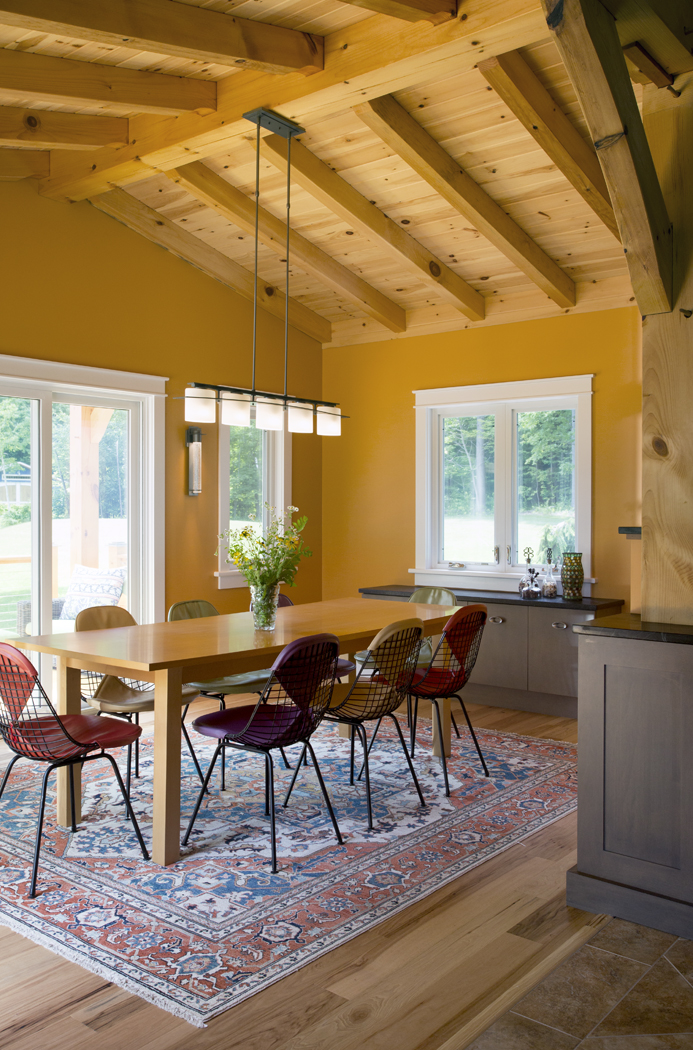 Casual dining room in Vermont Timber Frame