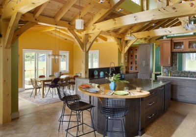 Island Seating in Eco-Friendly Transitional Kitchen