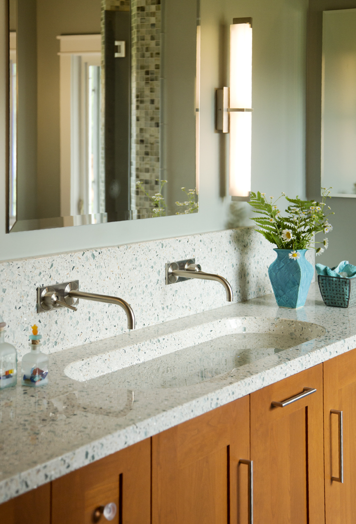 double sink, green materials, stainless hardware